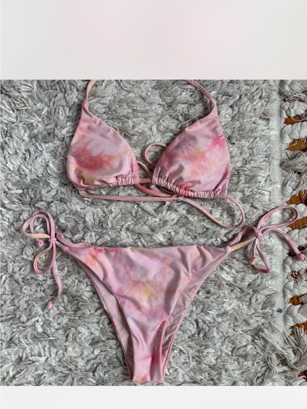 VYB Pink Tie-Dye String Bikini Top and Bottom